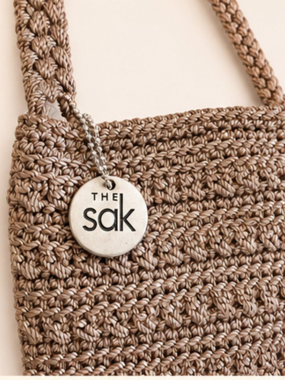The Sak Crochet Crossbody Bag Taupe Woven Knit Boho Festival Travel Purse - Picture 3 of 7